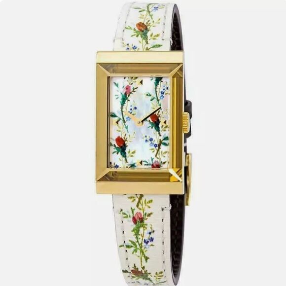 GUCCI YA147407 G-Frame Mother of Pearl Floral Watch - Picture 1 of 7